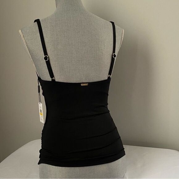 Calvin Klein Women's Black Ruched Tummy Control Tankini Top size S - Picture 3 of 3